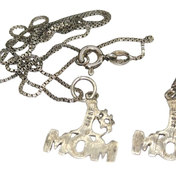 Vintage Mother Pendant Necklace and Earrings, Chapal-Zenray NF 925 Sterling Silv - Picture 5 of 6